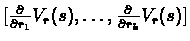 $[\frac{\partial}{\partial r_{1}}V_{r}(s),\ldots
,\frac{\partial}{\partial r_{k}}V_{r}(s)]$