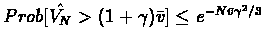 $Prob[\hat{V_{N}}>(1+\gamma)\bar{v}]\leq e^{-N\bar{v}\gamma^{2}/3}$