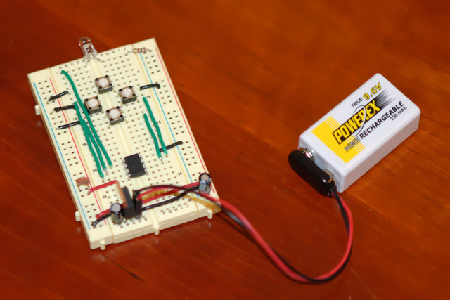 Pat Hanrahan's DIY remote control on a breadboard